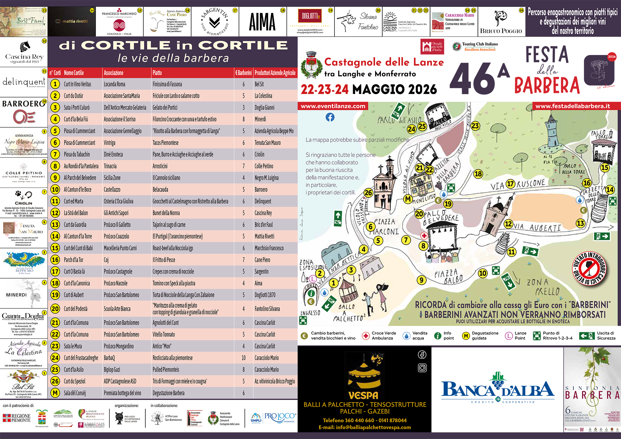 Il percorso enogastronomico - 46ª Festa della Barbera: venerdì 22, sabato 23 e domenica 24 maggio 2026
