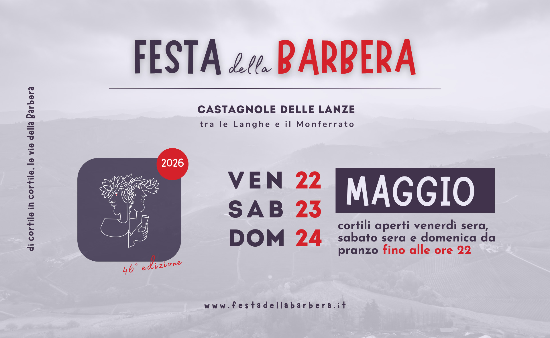 46ª Festa della Barbera: venerdì 22, sabato 23 e domenica 24 maggio 2026