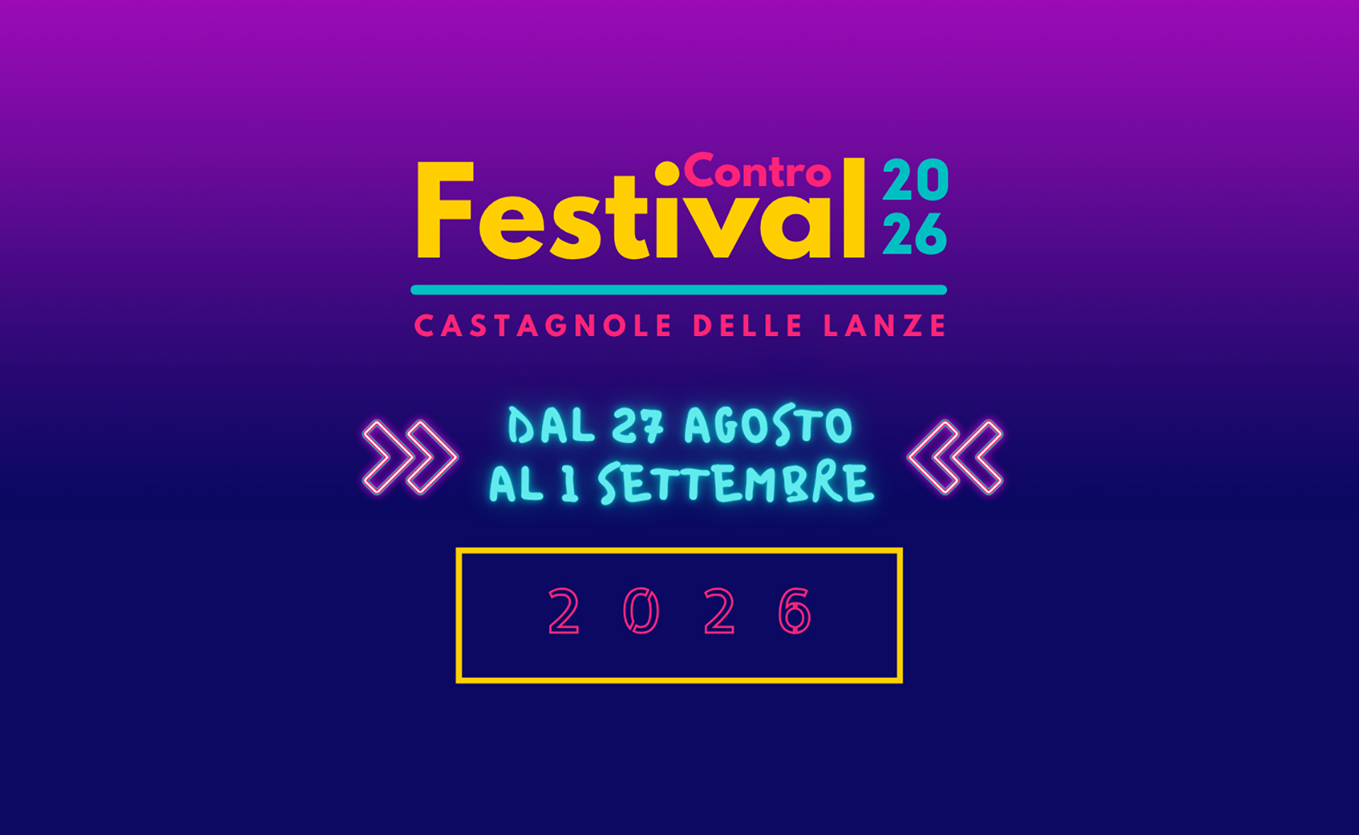 Festival Contro 2026: dal 28 agosto al 1° settembre